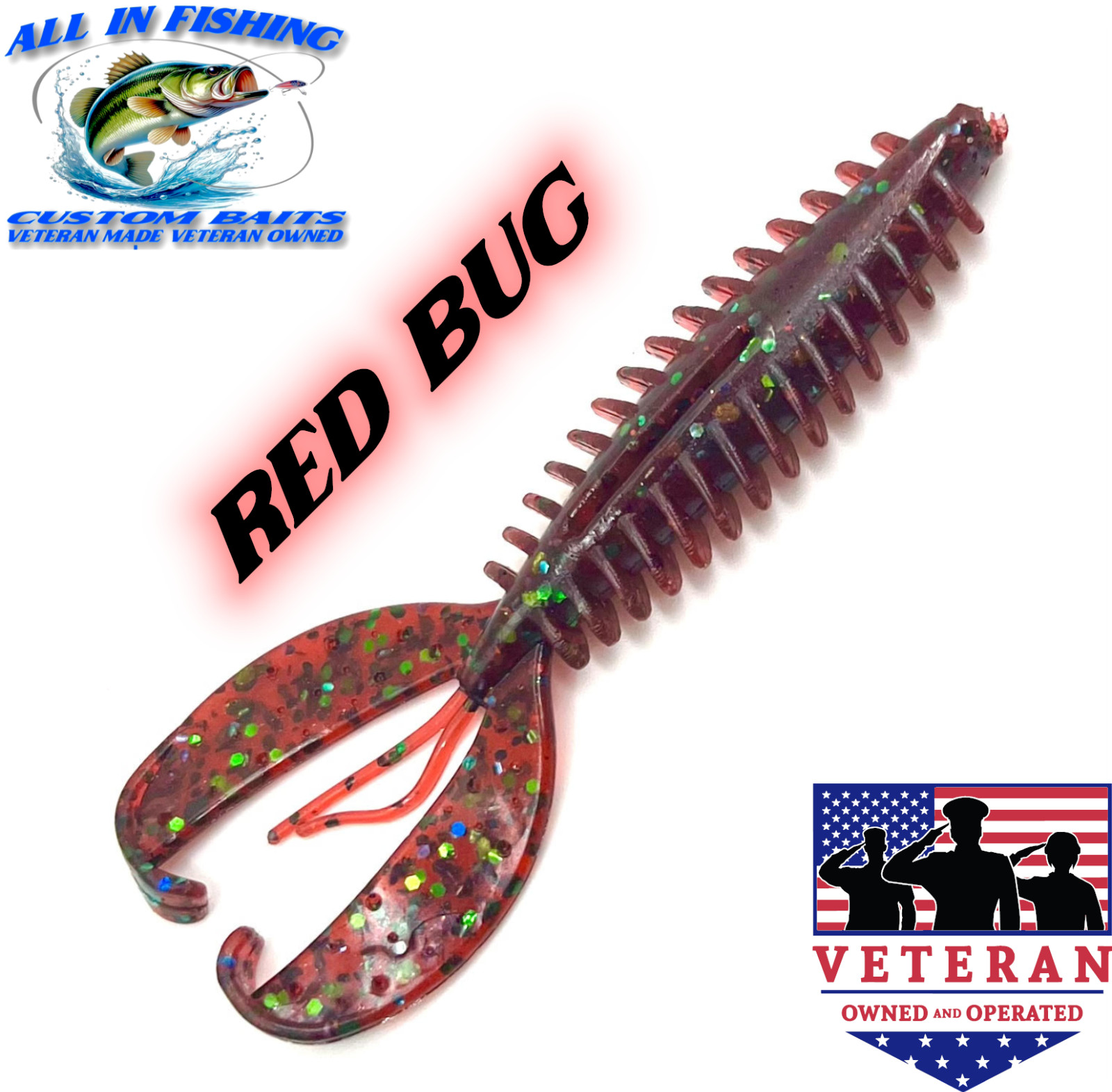 12ct red bug  3.5 inch Z craw jr Style bass fishing