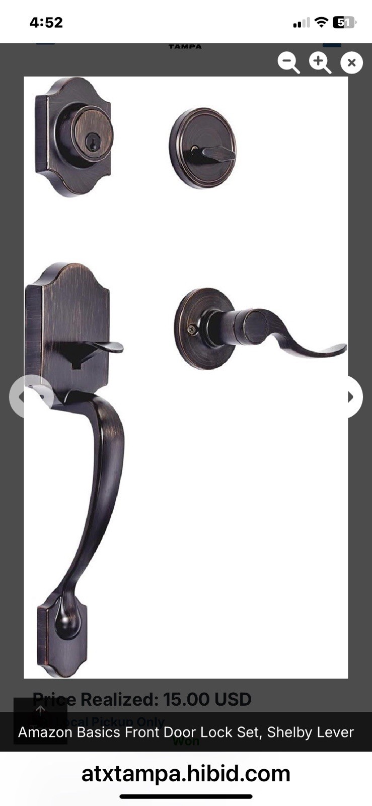AMAZON BASICS FRONT DOOR LOCK SET HANDLESET SHELBY LEVER - OILED-BRONZE