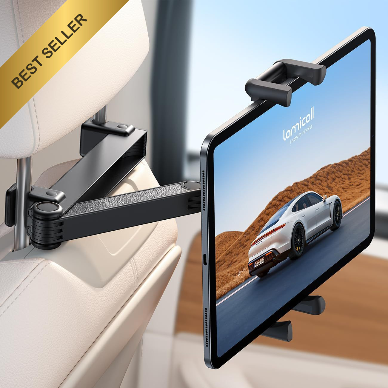 Lamicall Car Headrest Tablet Holder - [Lockable] 4.7-13" Tablets, Black