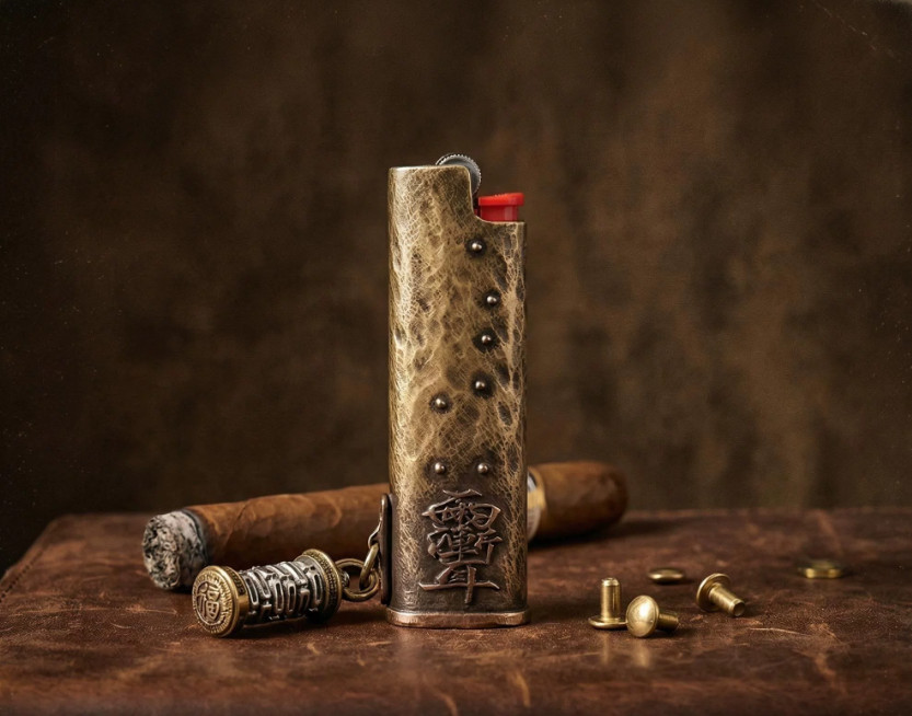 Brass Lighter Case Cover Shell Fits Bic J3 Size Lighter Case Cover