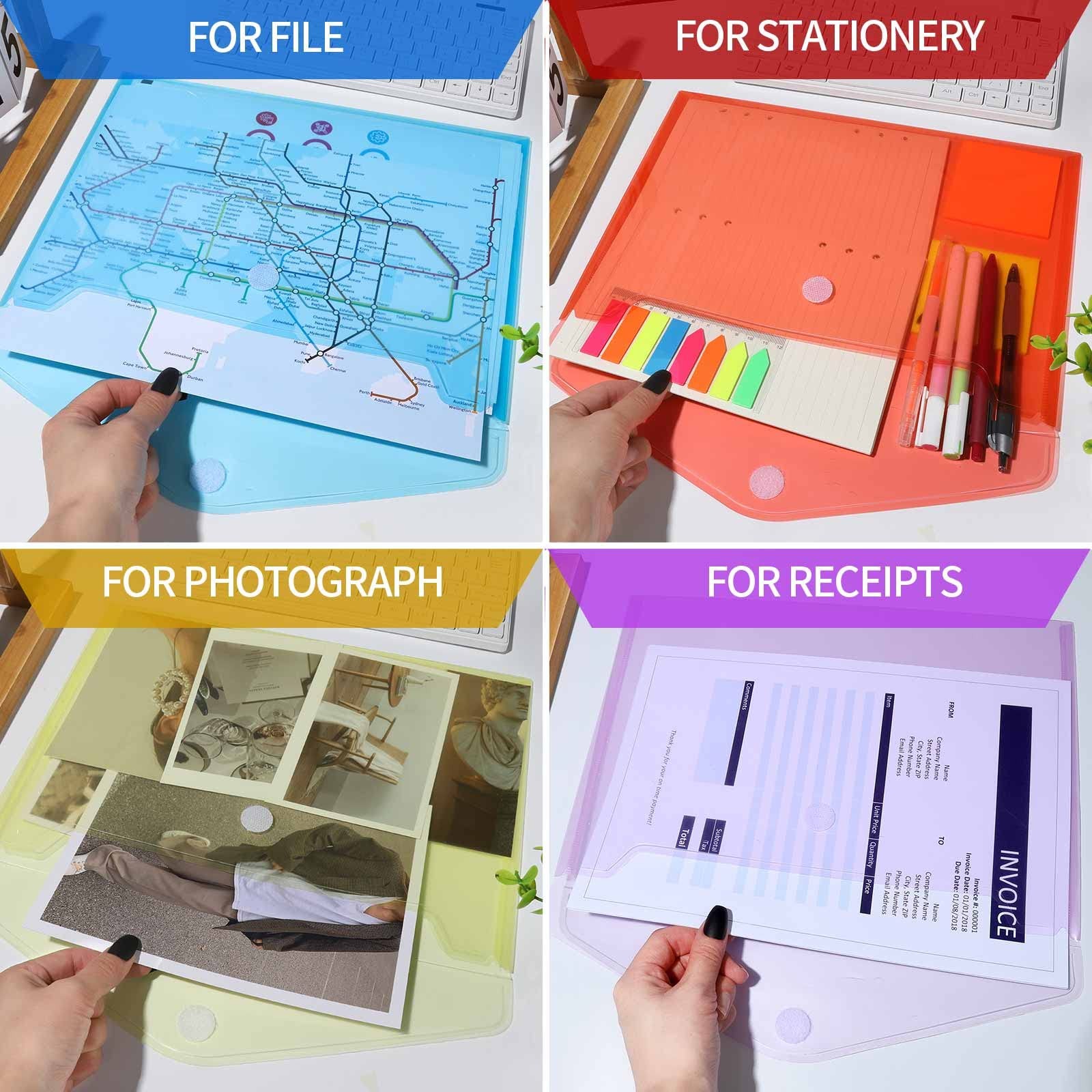 Plastic File Folders for Documents 6 PCS Plastic Envelopes Clear Plastic Folders