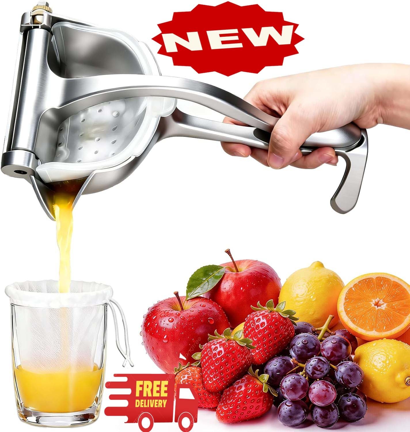 Exprimidor de frutas, exprimidor manual de limones, mango ergonómico antidesliza