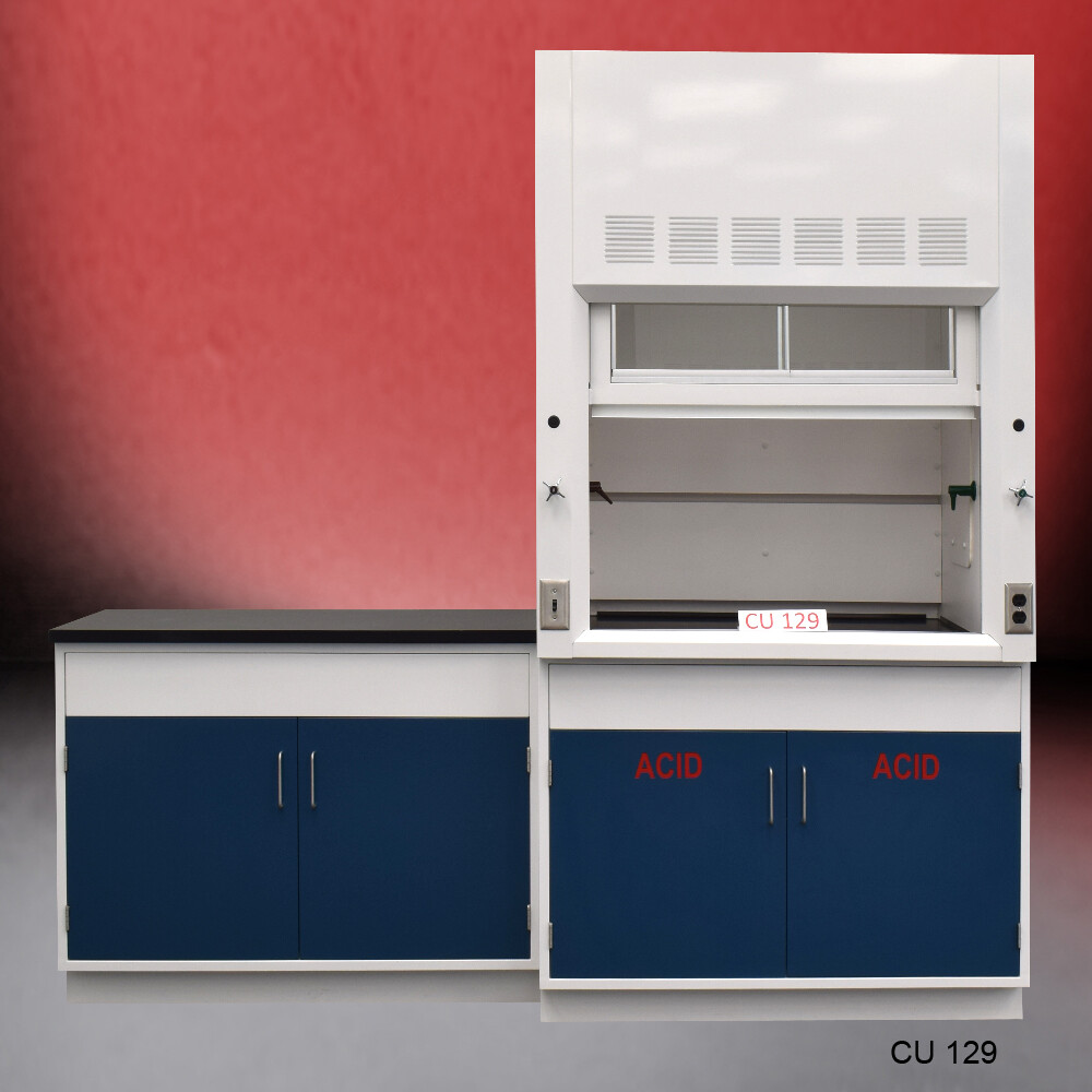 Fisher American 4' Fume Hood / ACID Storage &4' Laboratory Cabinet Group E1-543