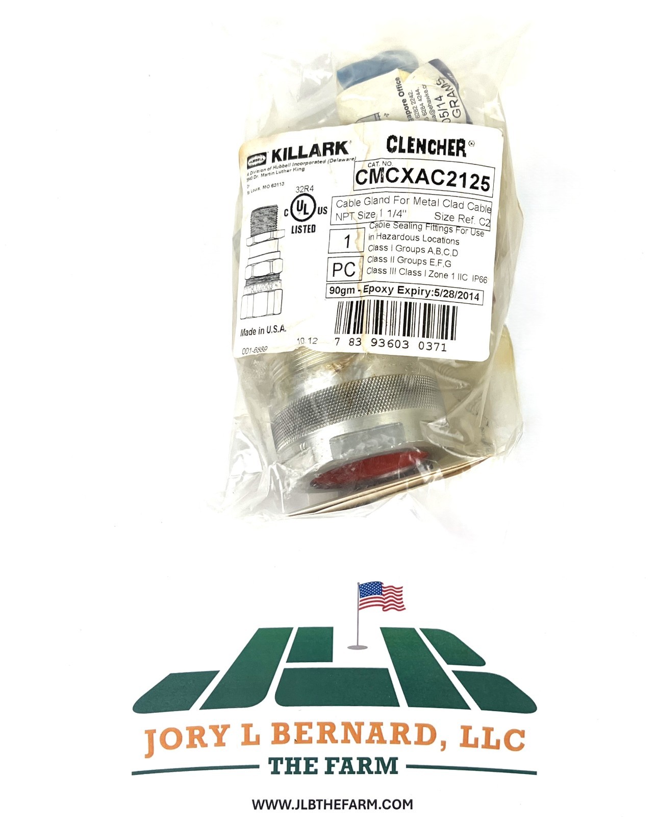 KILLARK, CLENCHER, CMCXAC2125, 1-1/4"NPT CABLE GLAND, FOR METAL CLAD CABLE, NEW