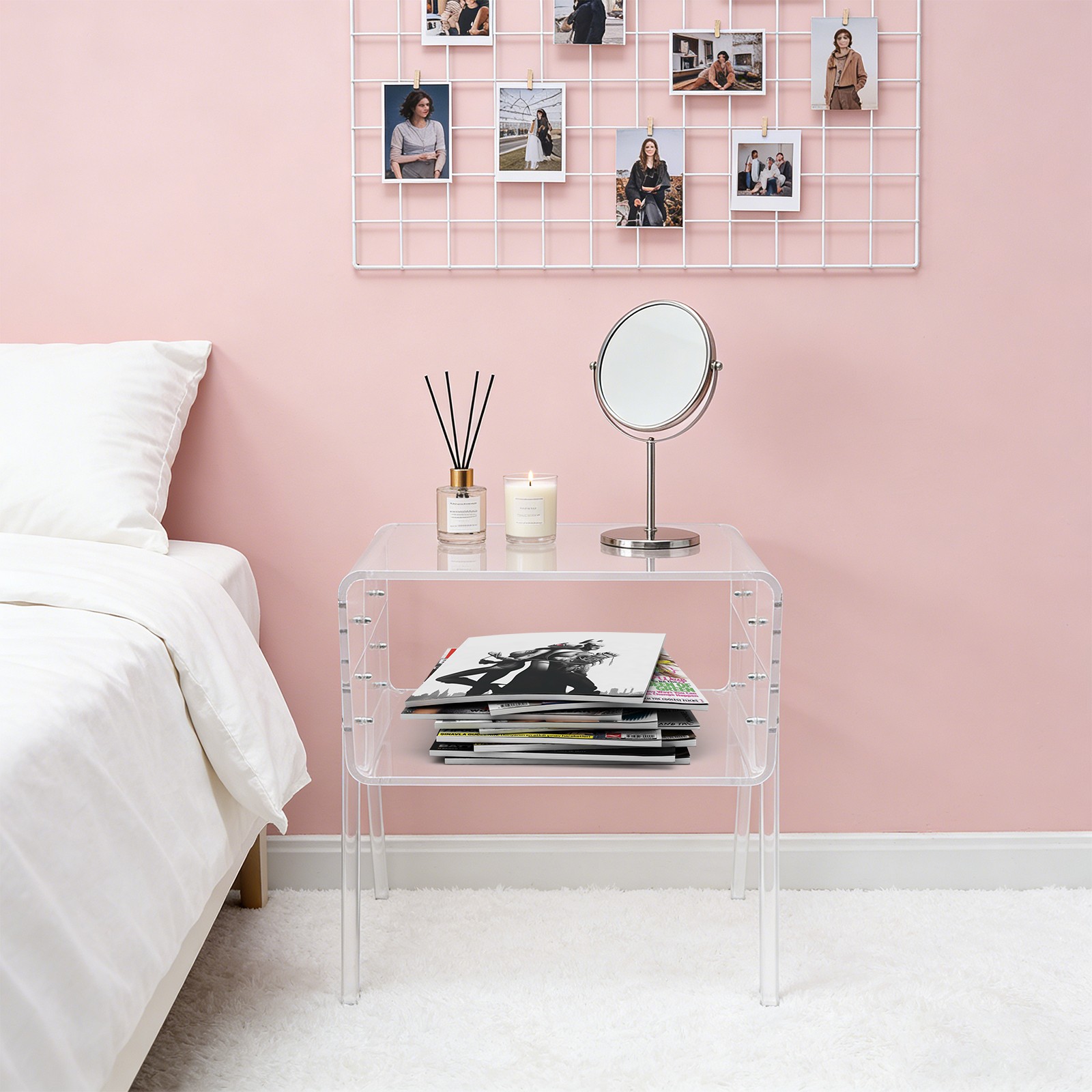 Clear Rectangular Side End Table/Night Stand Acrylic Side Table 40*30*43.2cm NEW