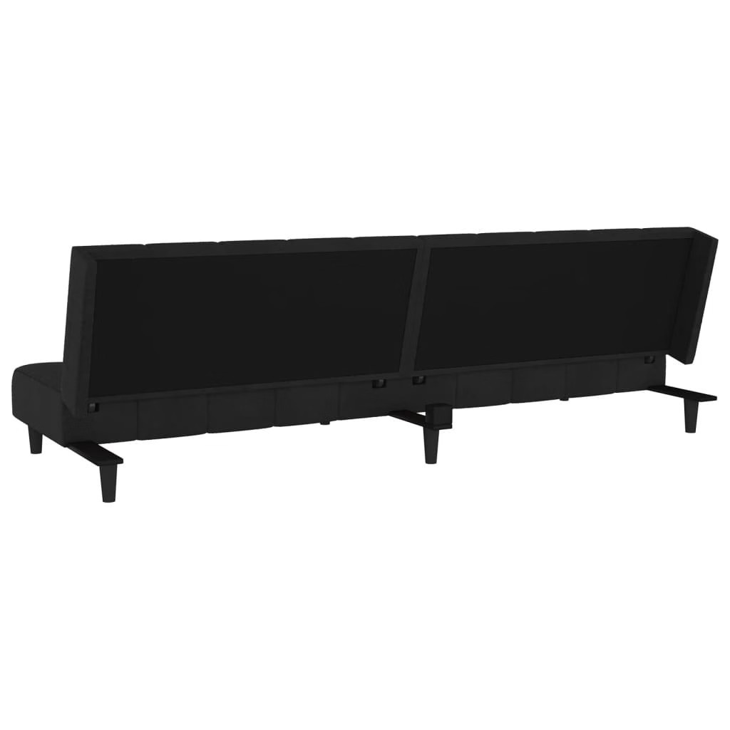 Sofa Bed Black Velvet 2-Seater Convertible Changes form easily