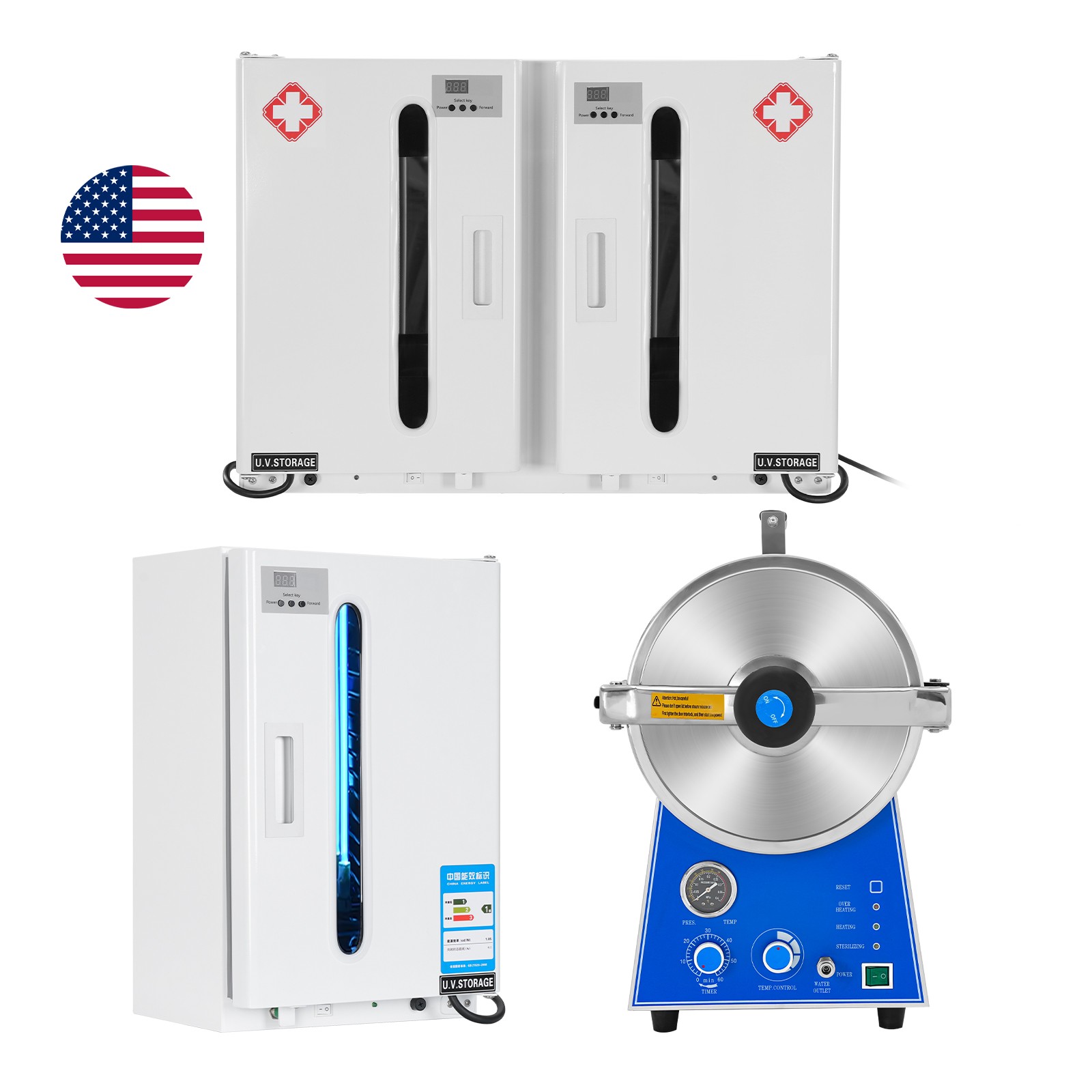 Dental 24L Tabletop Steam Sterilizer Autoclave/UV Sterilization Cabinet 27L/54L