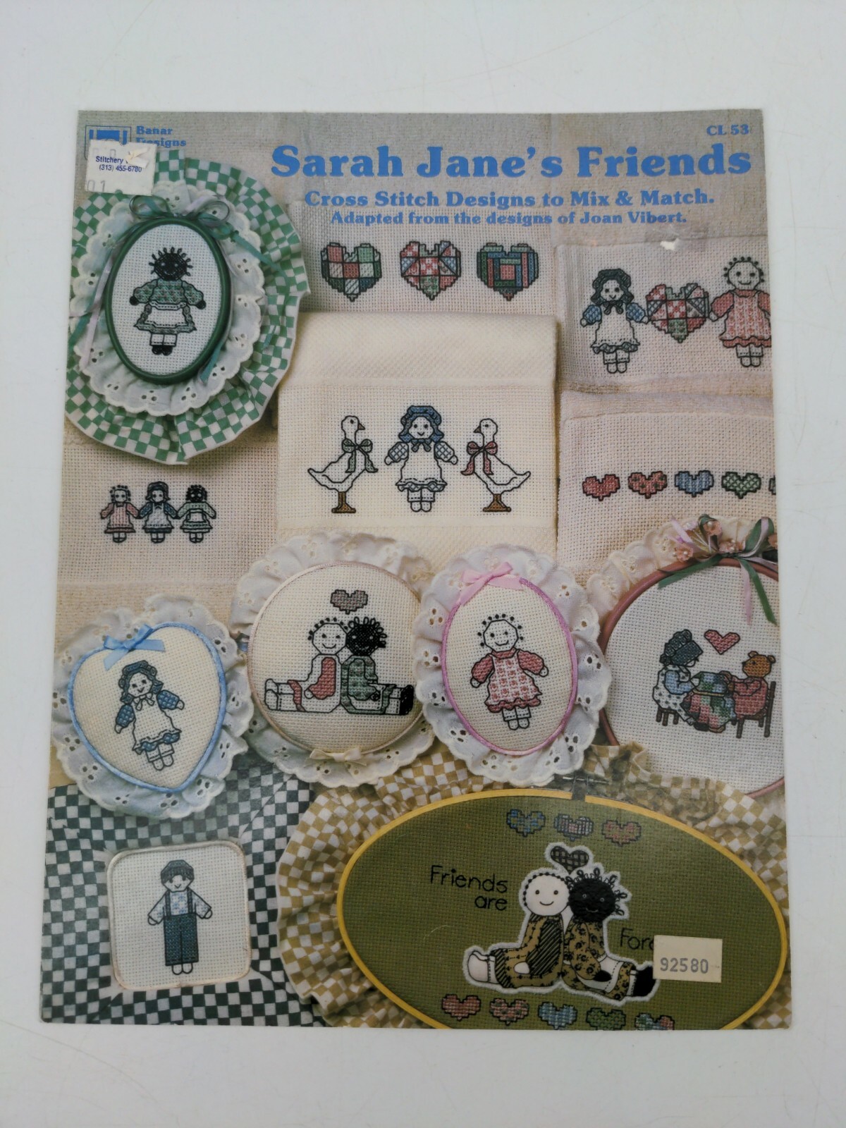 Vintage 1985 Banar Designs Sarah Jane's Friends Cross Stitch Pattern Leaflet