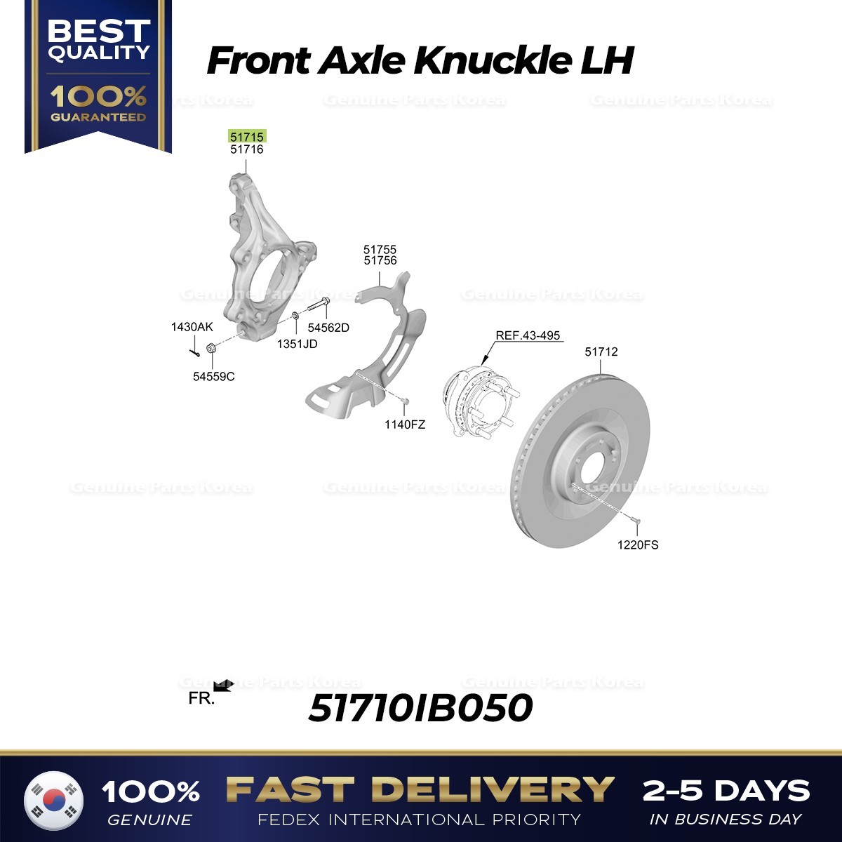 ⭐Genuine⭐ Front Axle Knuckle LH 51710IB050 for Hyundai Elantra N