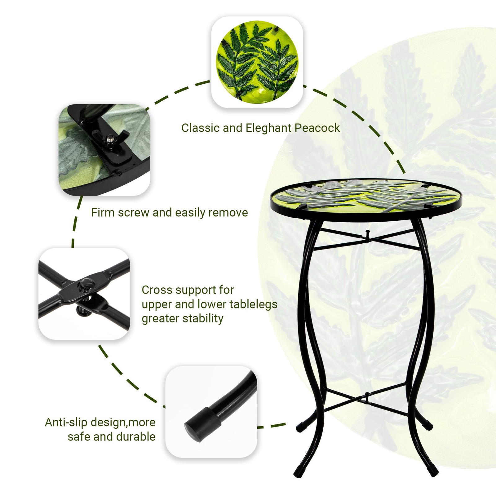 Subtropical Leaf Patio Table,Outdoor Side Table,Outdoor Bar Table