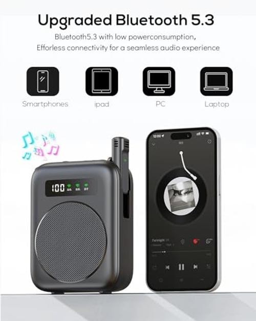 2025 New Upgraded Voice Amplifier Wireless Microphone, Portable Voice