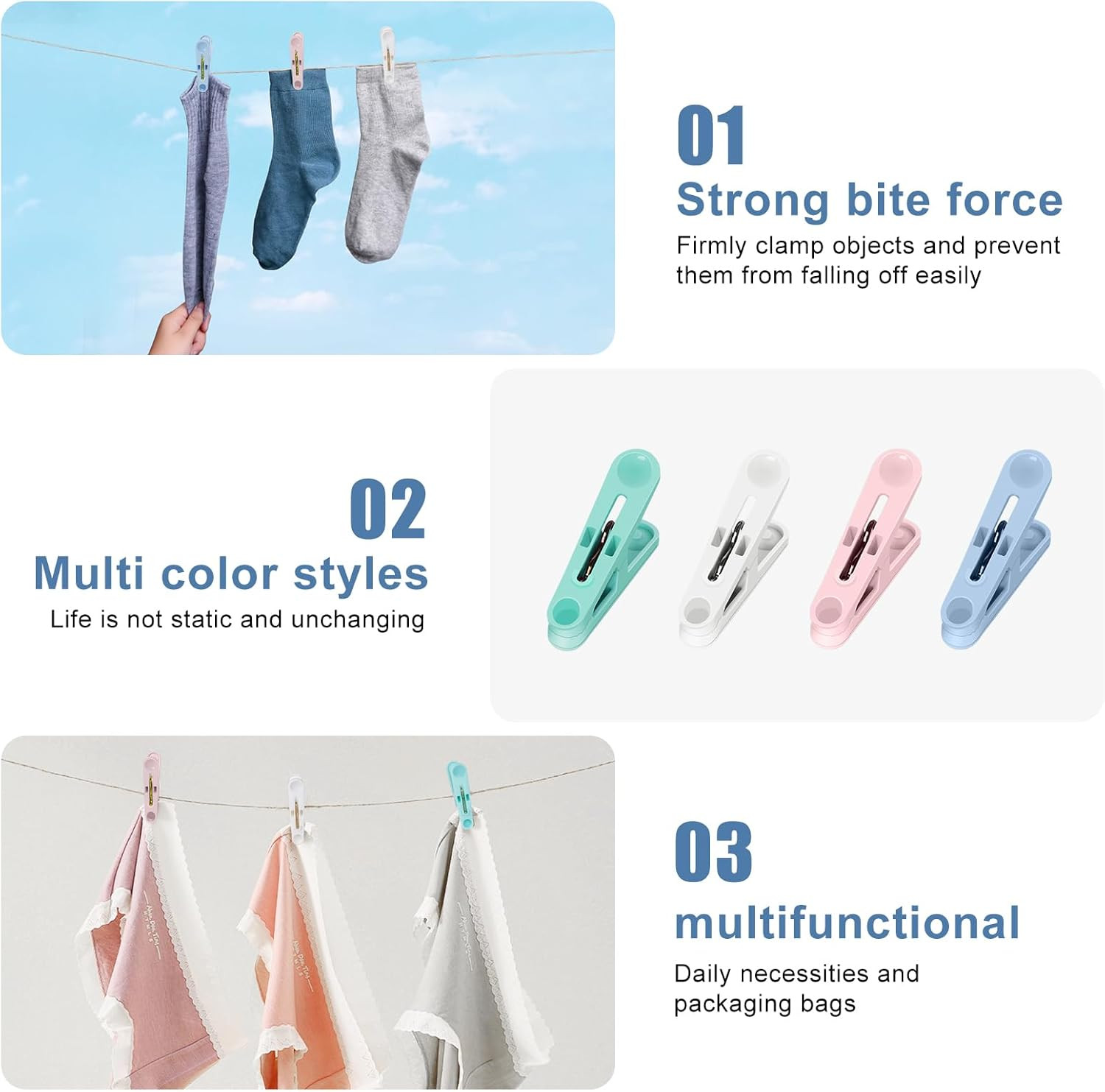 32Pcs Colored Clothes Pins Plastic Clothes Pins Laundry Clips,Package Clips