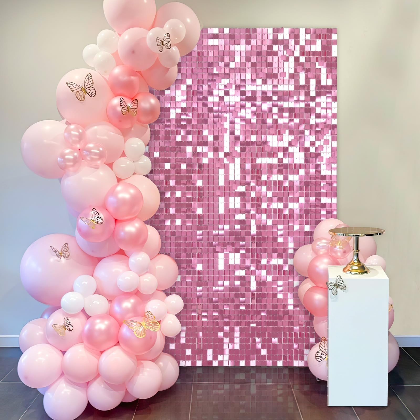 Shimmer Wall Backdrops Fuchsia- 18 Packs Sequin Wall Panels for Adsversing Anniv