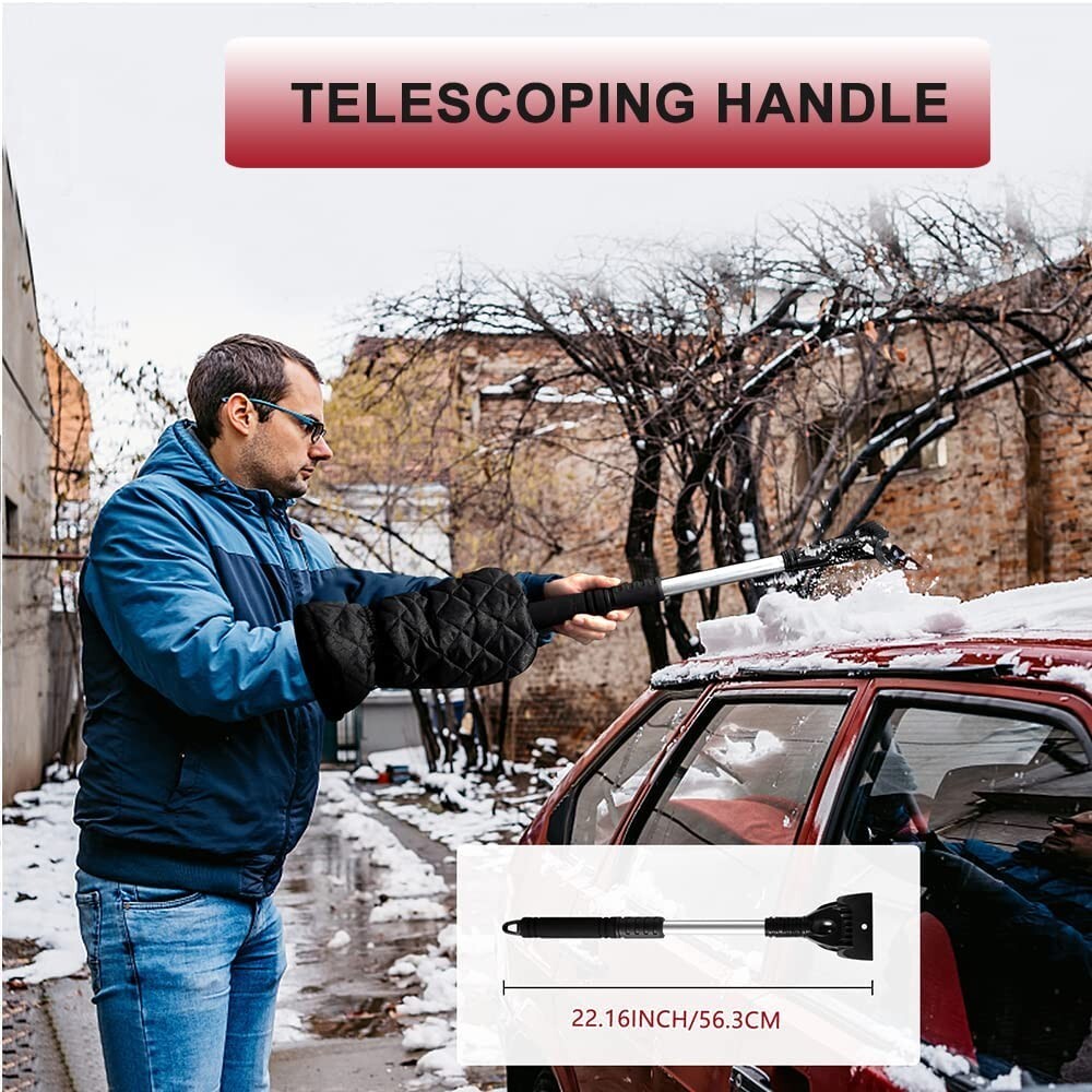 Raniaco Ice Scraper w/ Glove Mitt for Car Windshield, Extendable Handle