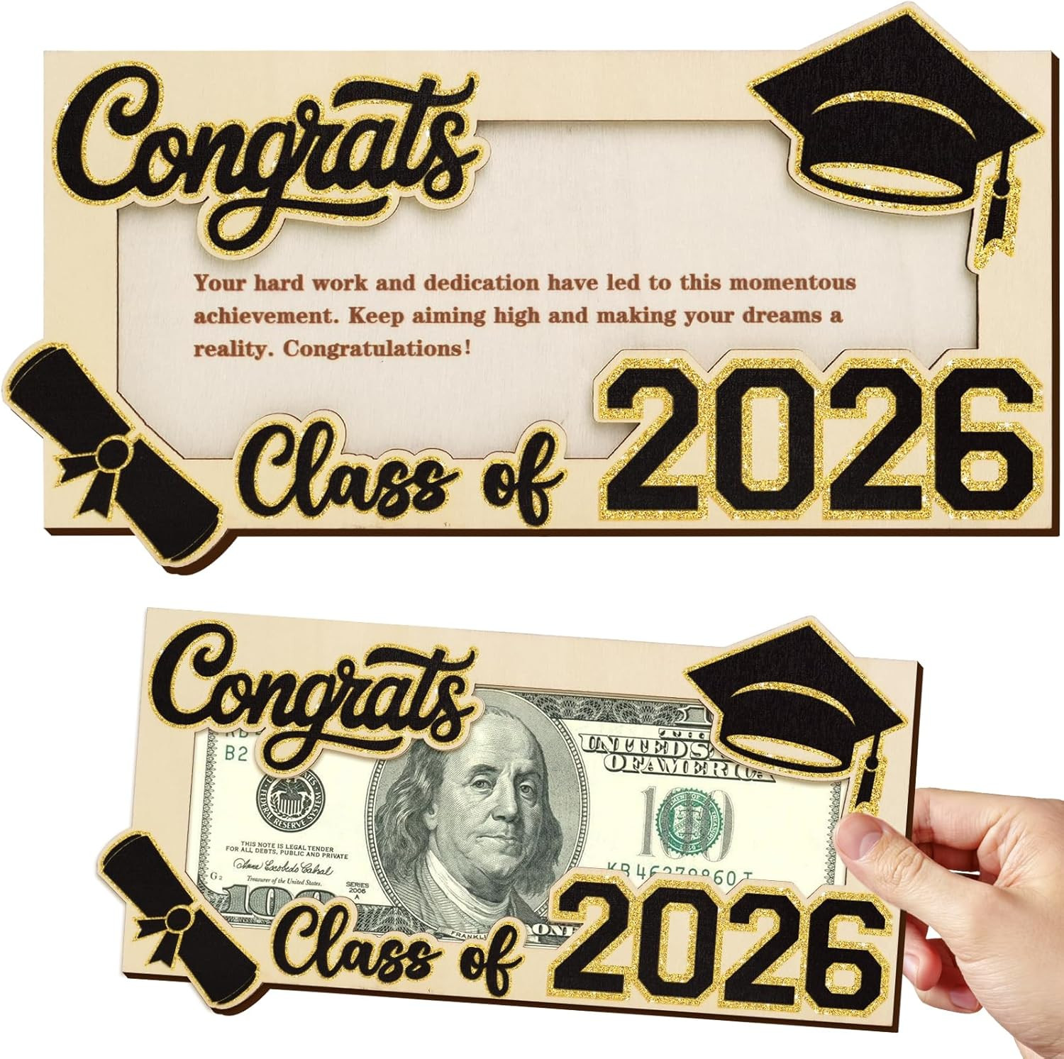 Graduation Gifts 2026 Money Holder for Her Him, Wooden Class of 2026 Graduation