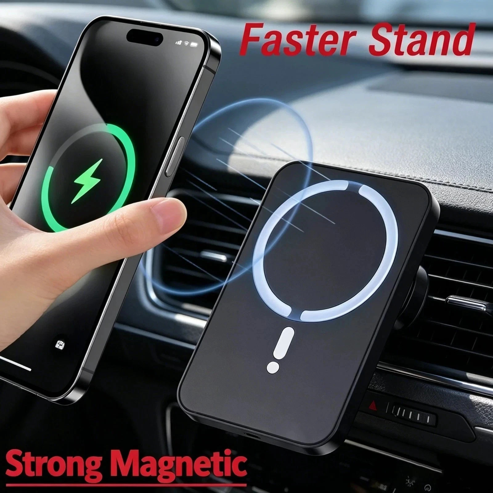 15W Wireless Magnetic Car Charger Mount Holder for iPhone 13 14 15 16 17