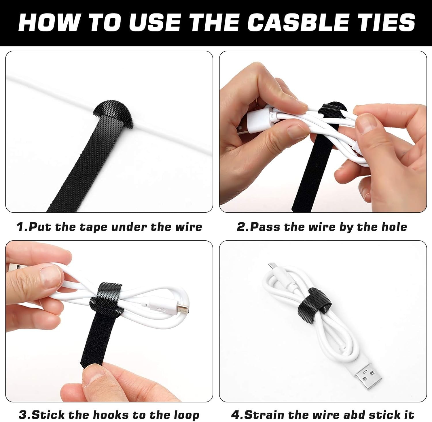 150PCS Multi-Size Reusable Cable Ties for Efficient Cable Management