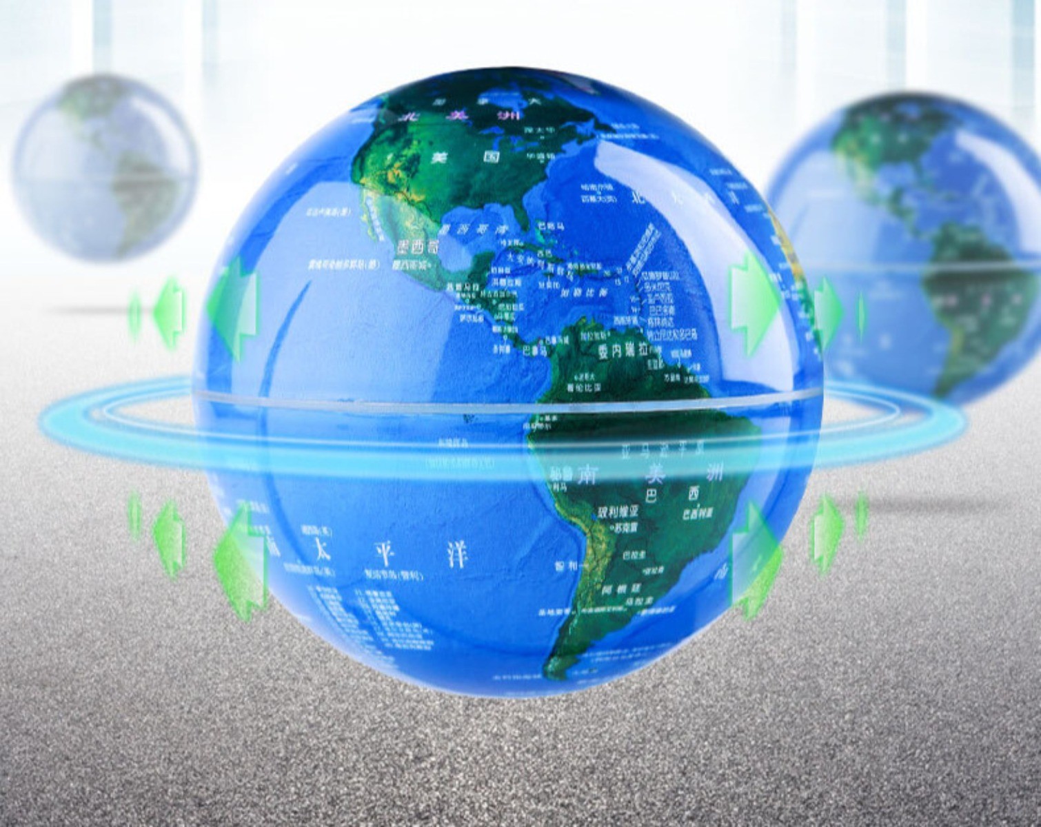 Creative C Shape Magnetic Levitation Floating Globe World Map with Colorful LED