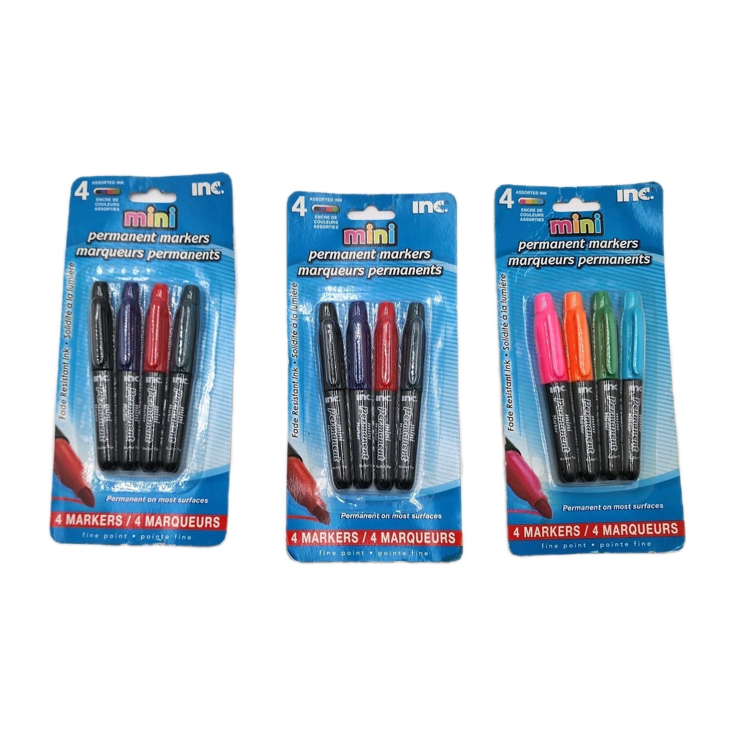 Mini Permanent Markers Lot of 3 Packs of 4 Fine Point Fade Resistant 76405 New