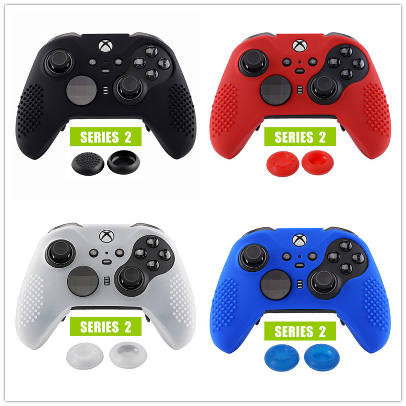 For Xbox One Elite Series 2 Anti-Slip Silicone Cover Case with Thumb Grips Caps