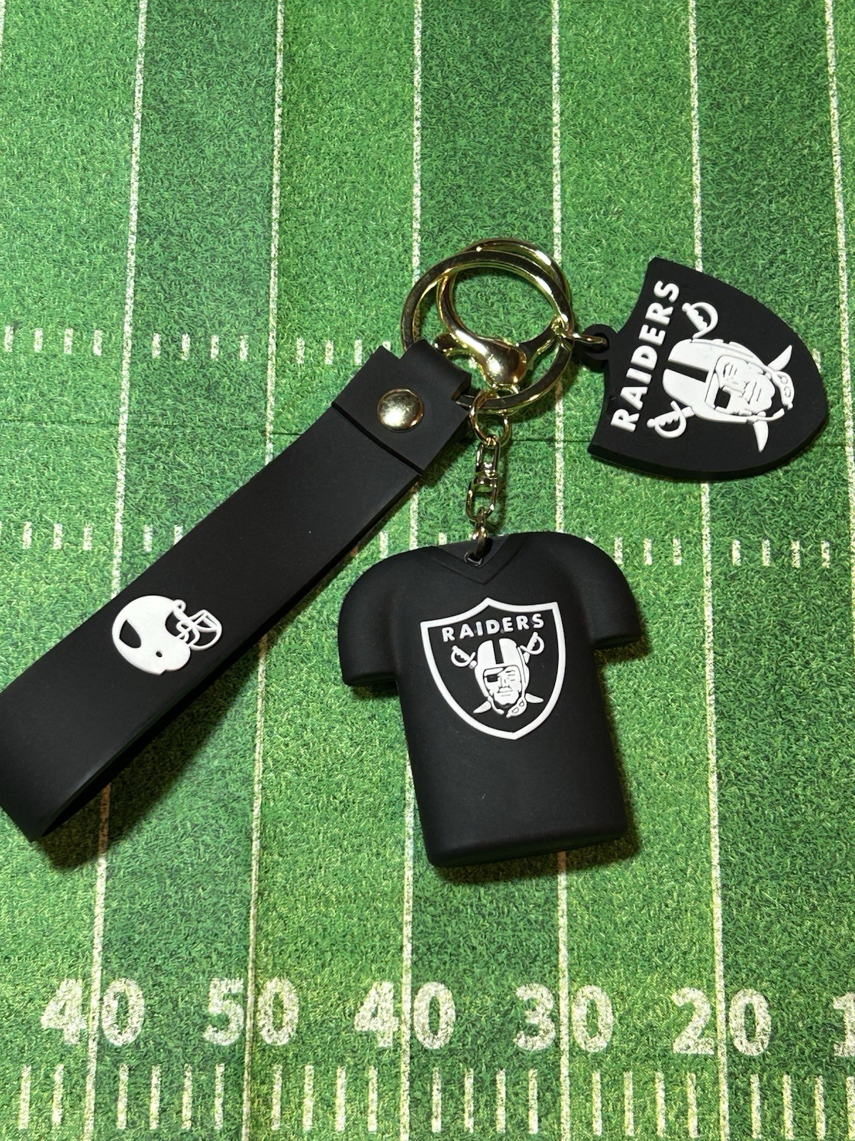 Raiders Oakland LA Vegas Novelty 3D Silicon Football Jersey Keychain w/3D Tag