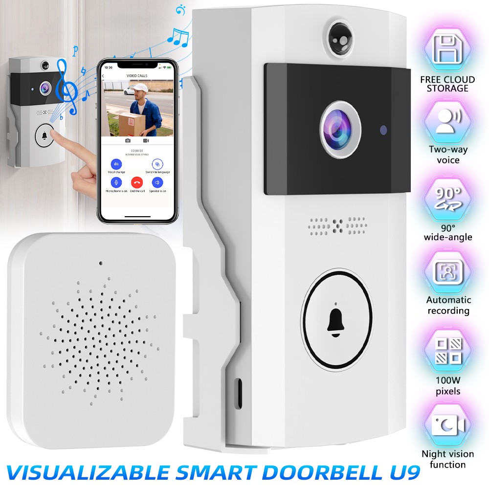 1080P Wireless WiFi Video Doorbell Camera 2-Way Audio Night Vision Bell Intercom