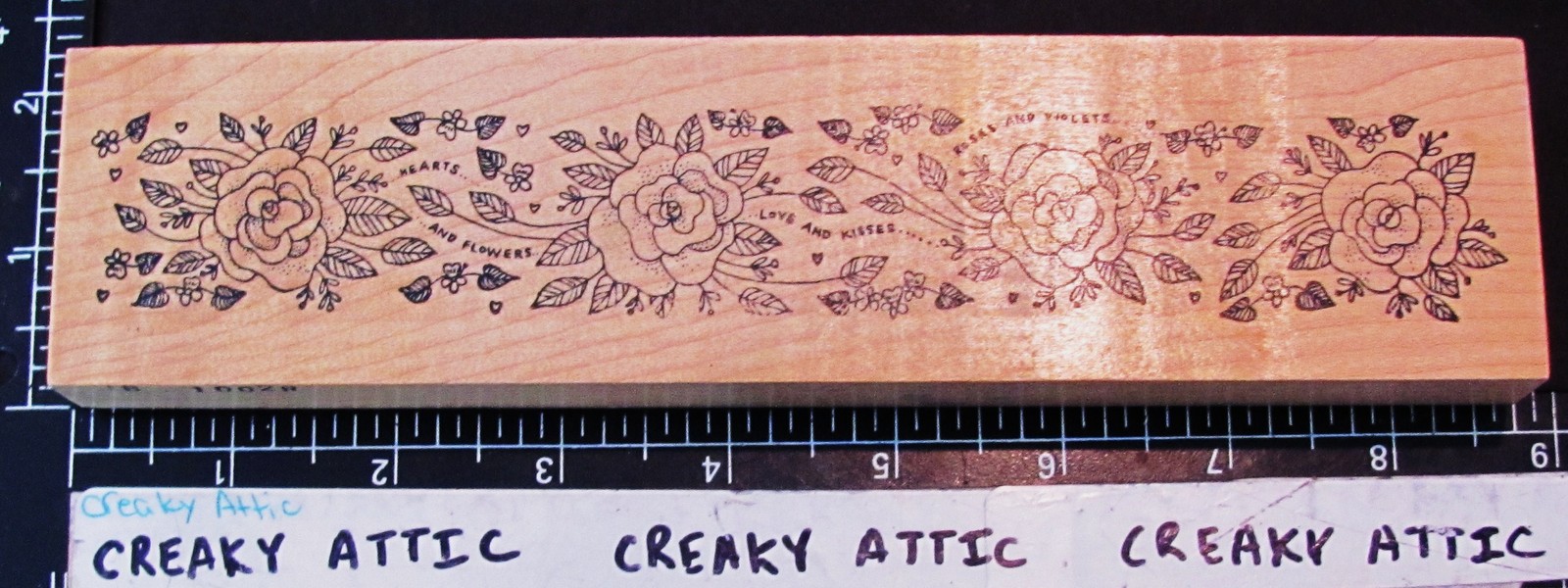 TINY ROSE FLOWER BORDER RUBBER STAMP PAPER GARDEN JANE BERGQUIST 1003R CREAKYATT