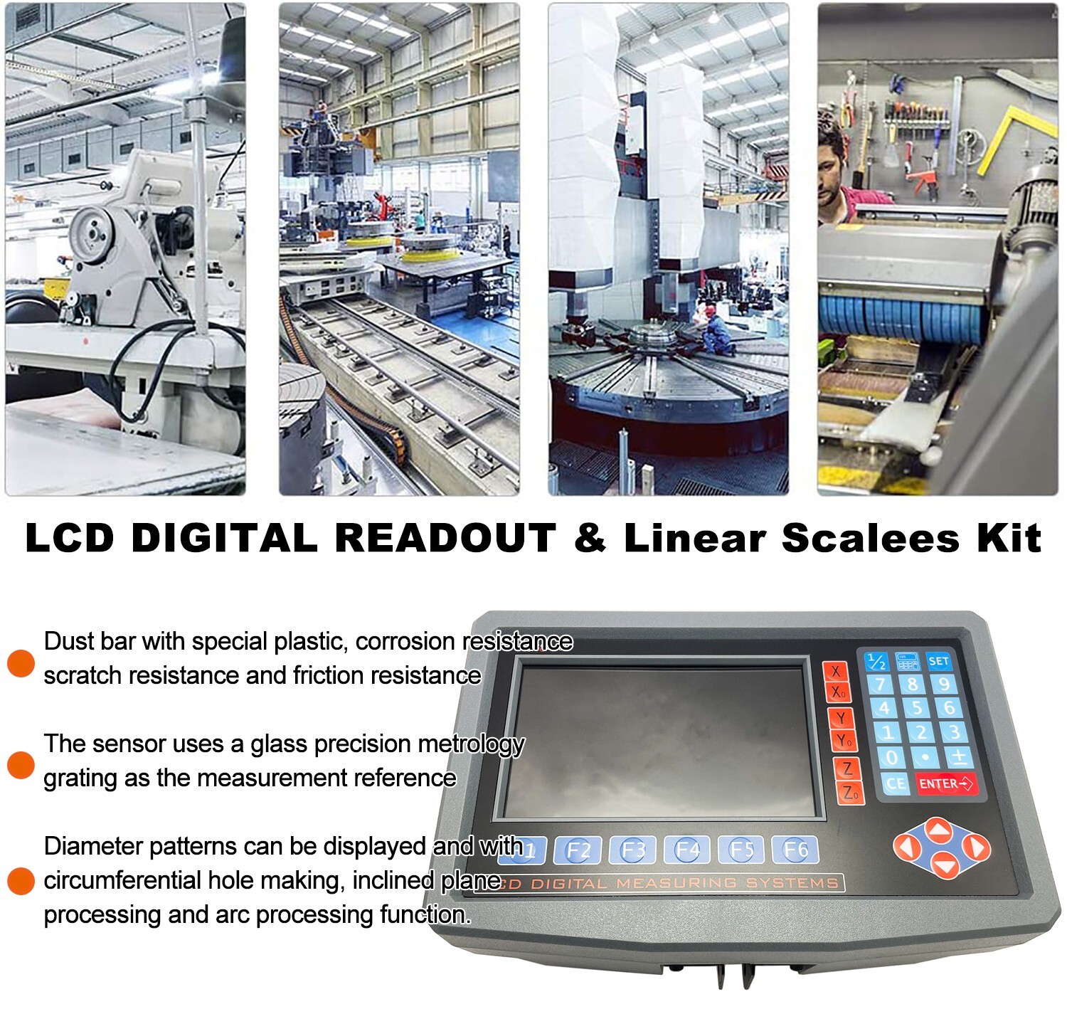 LCD Digital Readout with Precision Linear Scale for Milling Lathe Machine 3 Axis