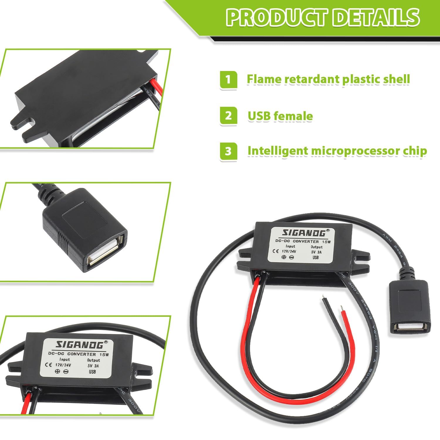 12V/24V to 5V USB Buck Module Voltage Regulator for Cars and Electronics