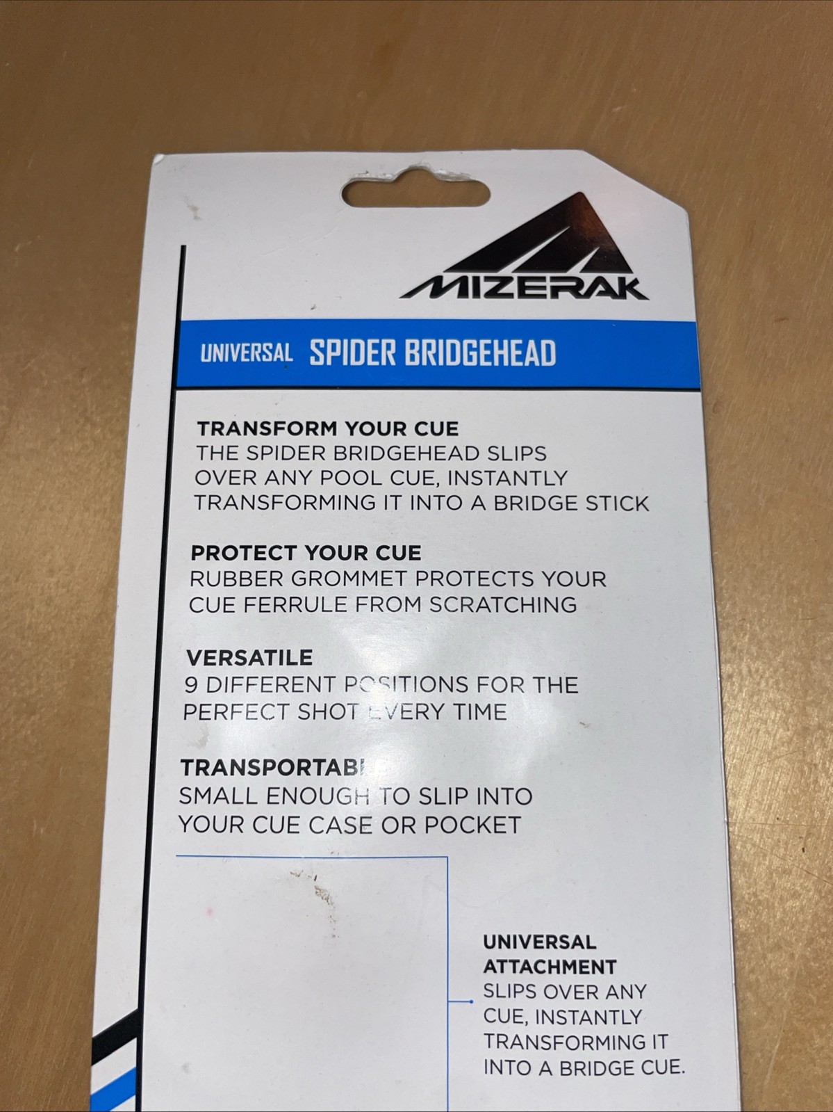 MINT MIZERAK Billiards Universal Spider Bridgehead Attachment Black NEW