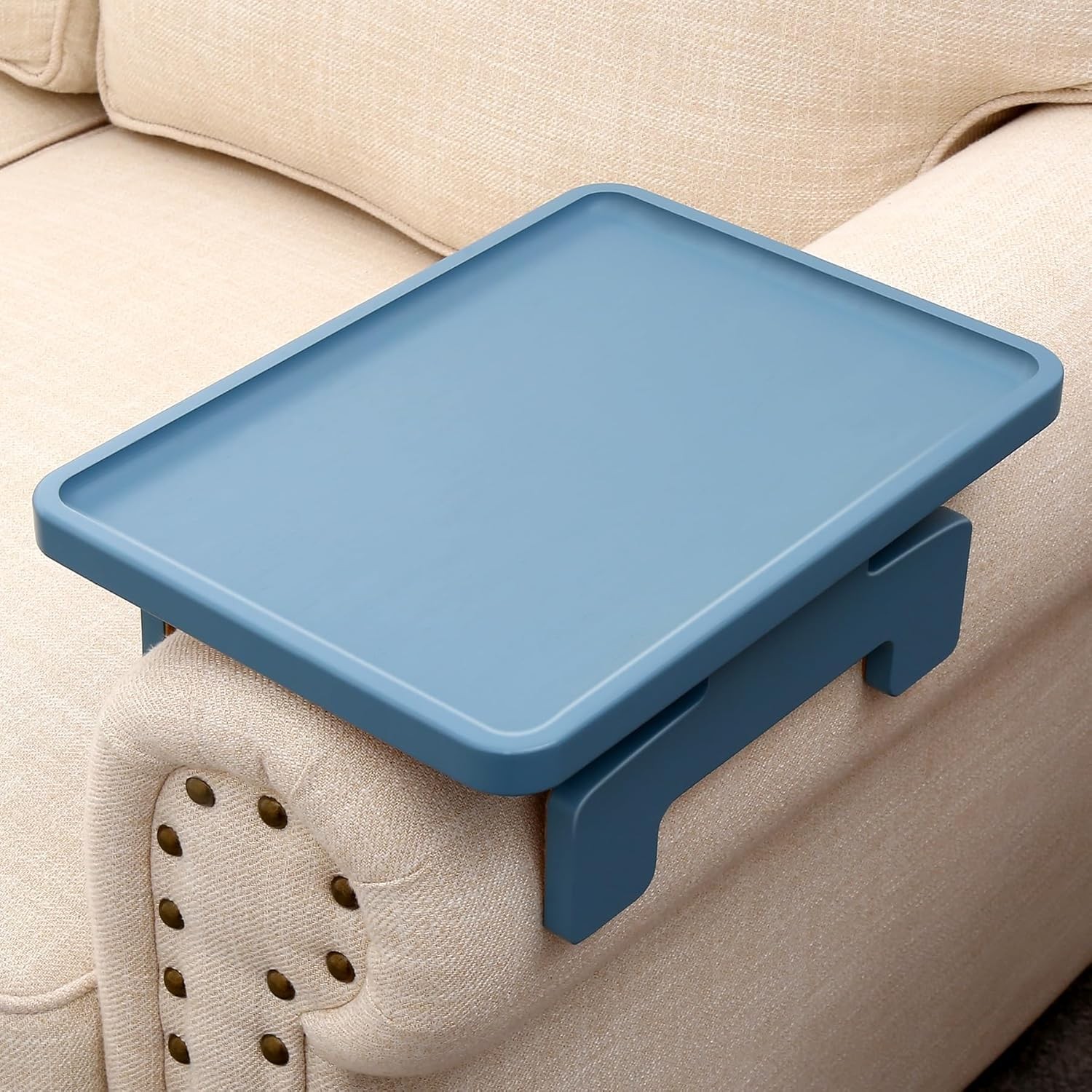 Couch Arm Table,Bamboo Sofa Arm Clip on Tray Tables,Couch Armrest Table Suitable