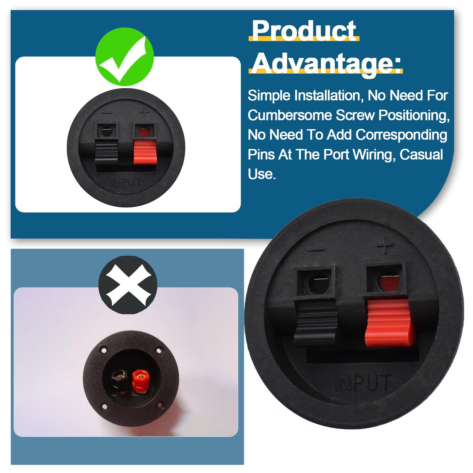 UBANU Speaker Box Terminal Cup, 2 Pack Round Spring Subwoofer -2.18IN