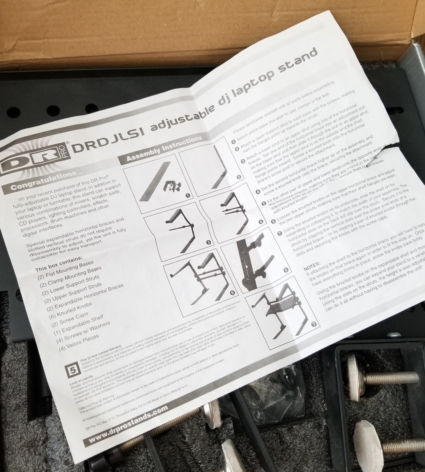 DR Pro Adjustable DJ Laptop Stand Model DRDJLS1