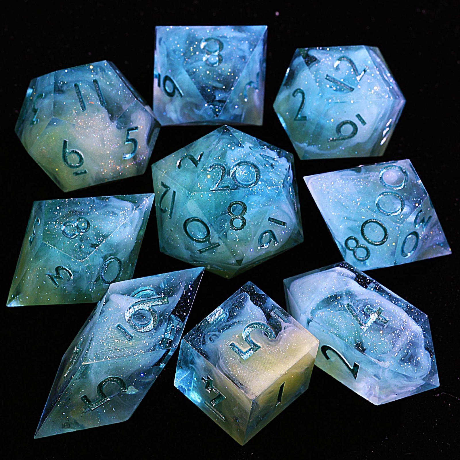 9 Polyhedral Resin Set D and D Dice Pillars of Creation for Dungeons Dragons RPG