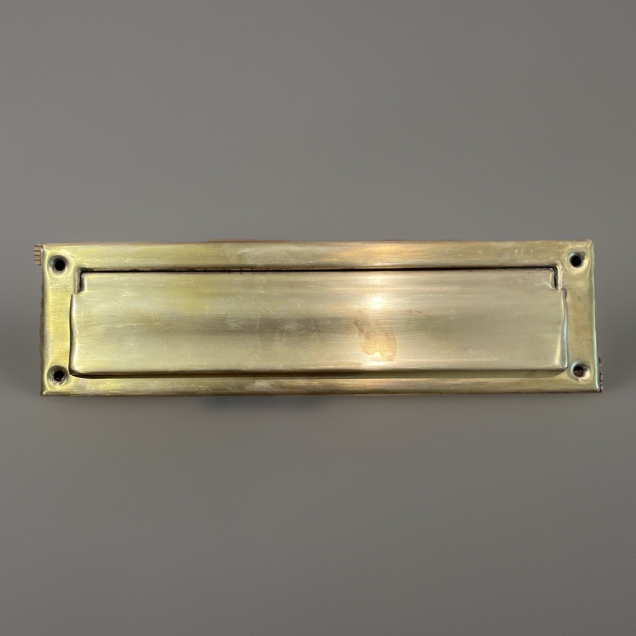 Antique Mail Slot Hinged Cover Spring Loaded Solid Brass Architectural Salvage