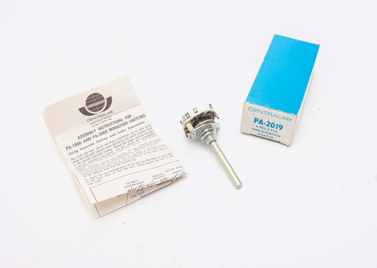 CENTRALAB PA-2019 ROTARY SWITCH - 6 POL - 2 POS - NON-SHORTING - NOS