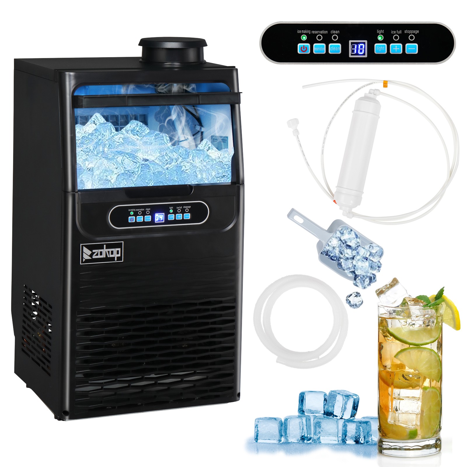New Electronic 90lbs 220w Home Commercial Ice Maker Bar Restaurant Cube Machine