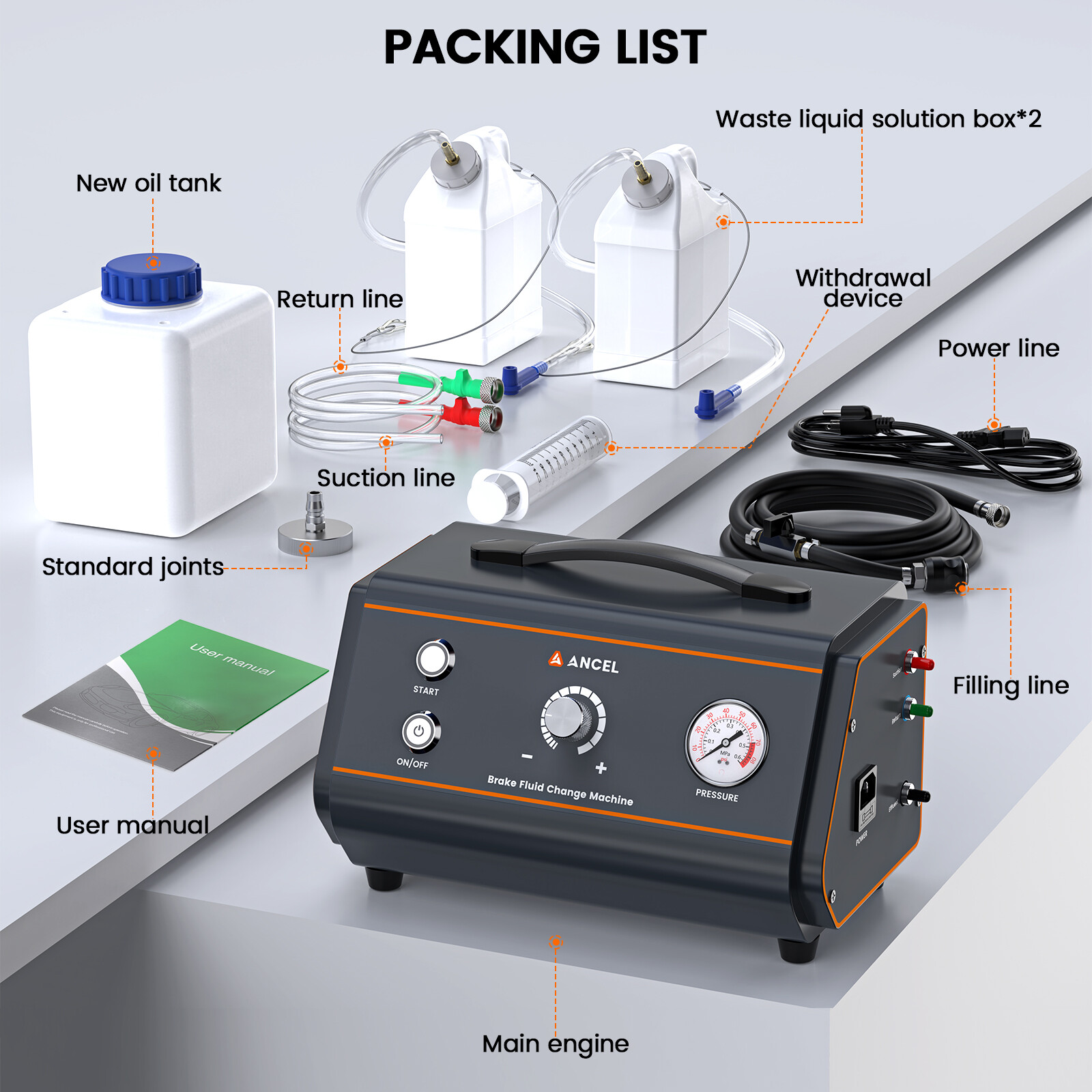 ANCEL BR1000 Brake Fluid Change Machine Self-Sealing Plug Fluid Exchanger