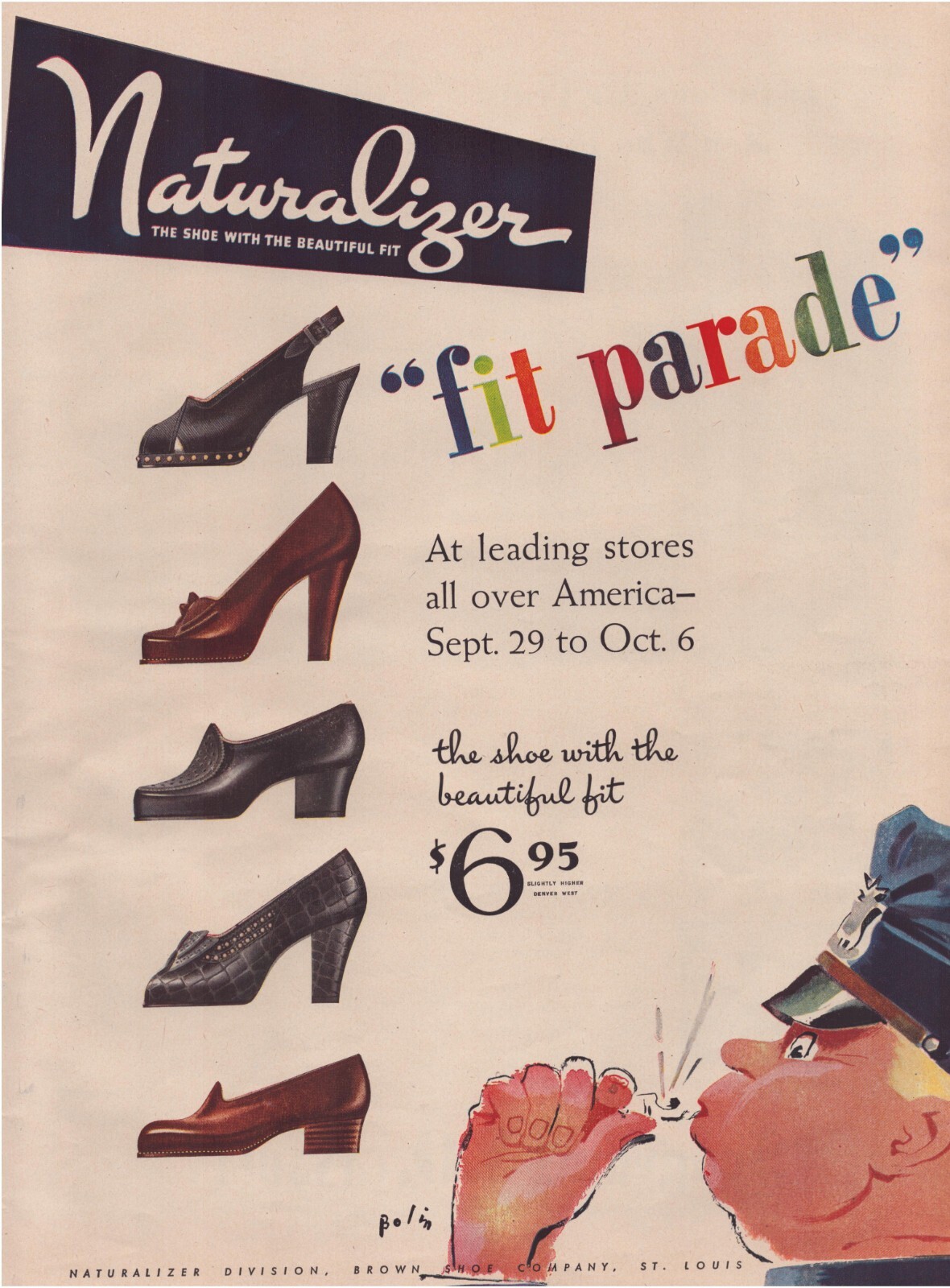 Naturalizer Shoes 1945 Heels Pumps Full Page Print Ad 10.5 x 13.5