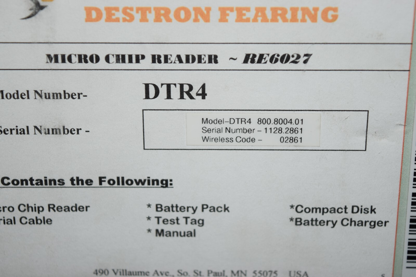 Destron Fearing Bluetooth Enabled Micro Chip Reader DTR4 Livestock Cattle - NEW