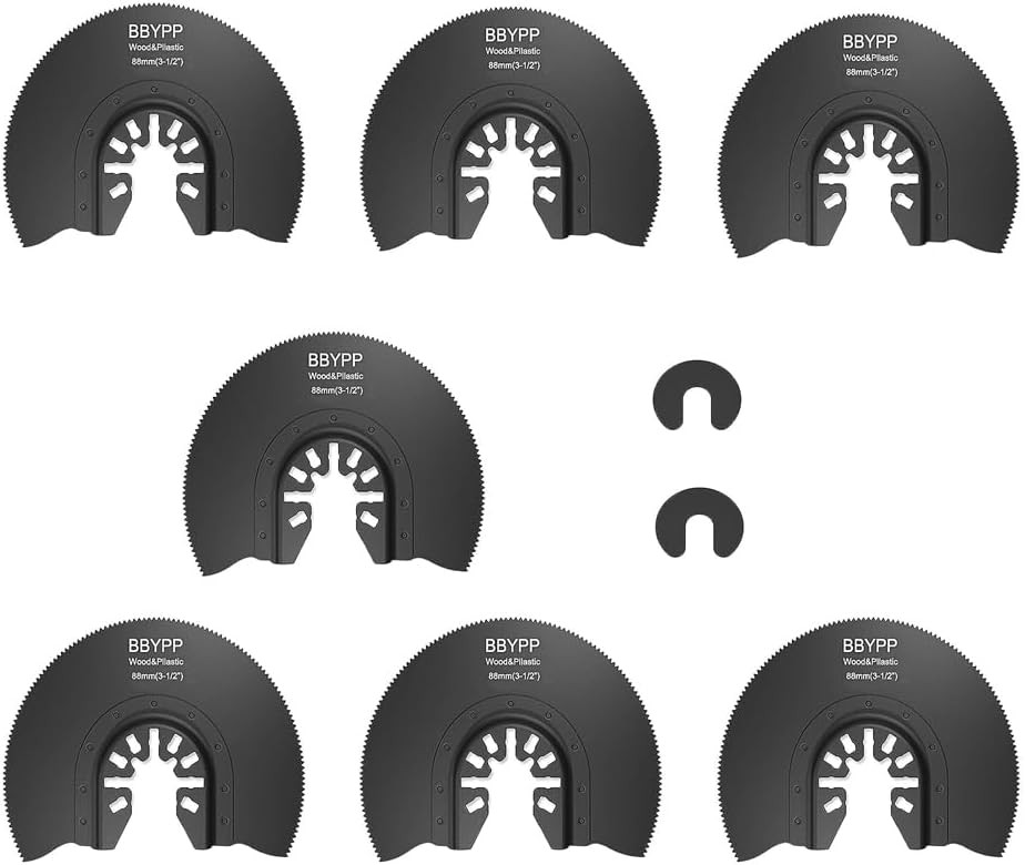 7pcs Semi Circular Oscillating Saw Blades for Cutting Wood Plastic Soft Black