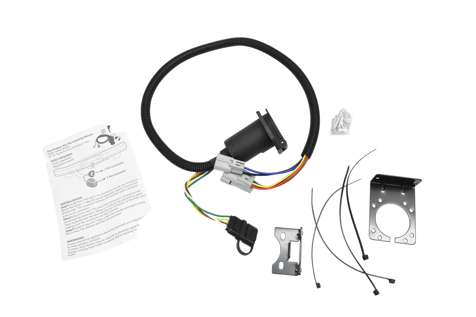 UTC7012A 7-Way Trailer Wiring Harness Kit For Toyota Tundra 07-14 w Bracket