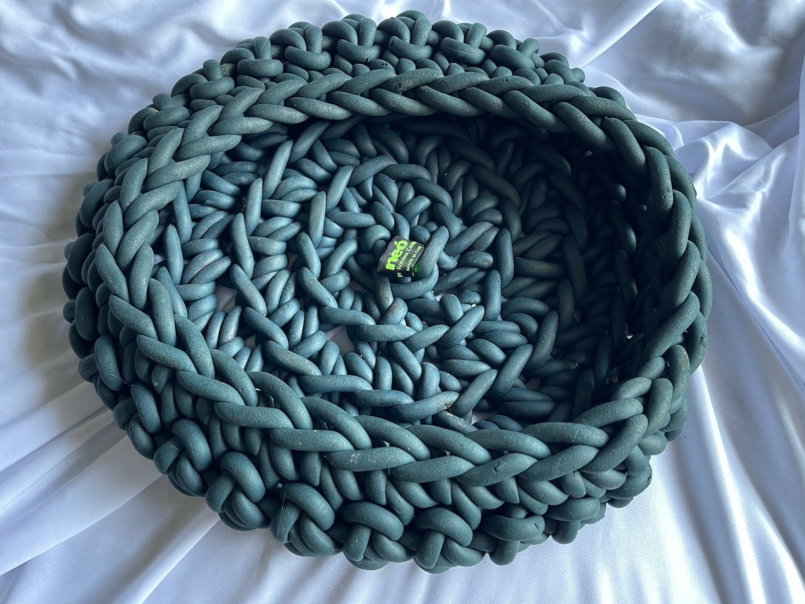 Neo Neoprene Basket 12” Large Blue Unique And Hard To find Beautiful Woven Knit