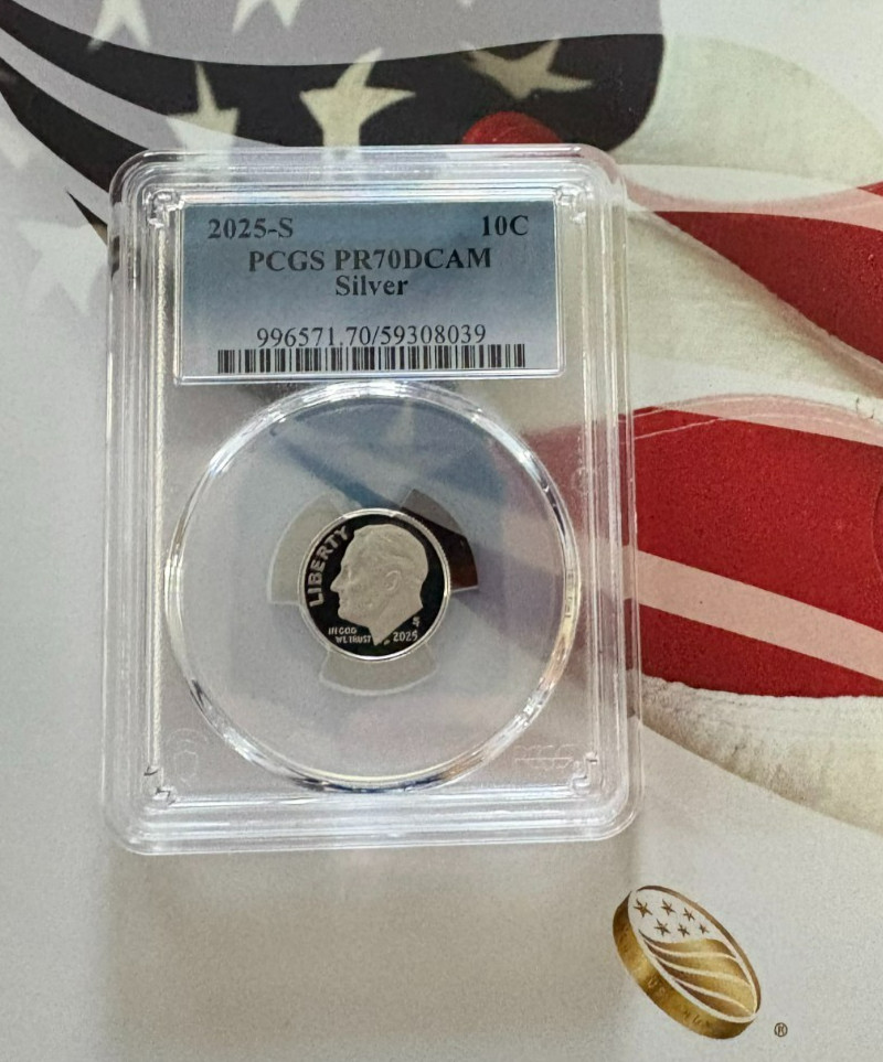 2025 S Silver Roosevelt Dime PCGS PR70 DCAM       BLUE LABEL