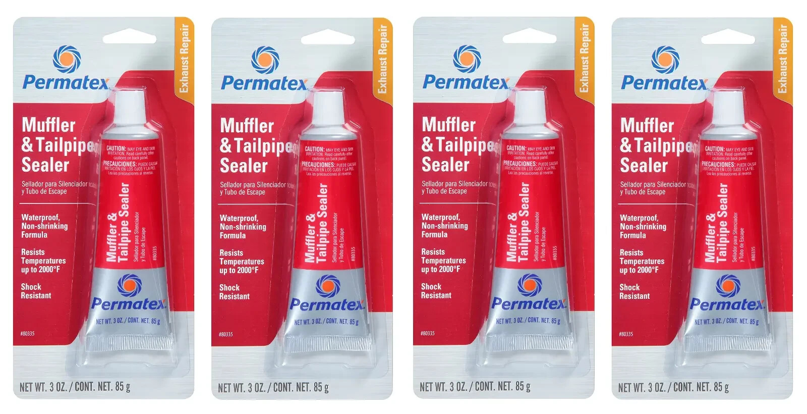 4 PCS Car Exhaust Pipe Repair Kit High Temperature Muffler Tailpipe Leak Sealer