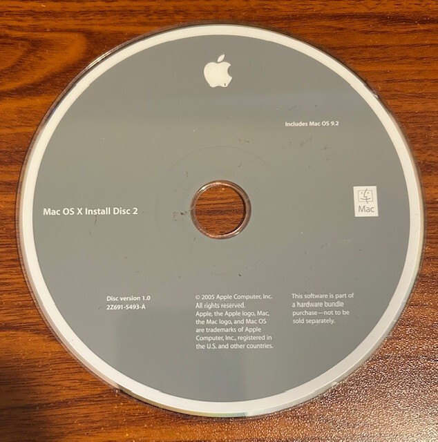 Vintage 2005 Apple Mac OS X Install Disc 2 Disc Version 1.0 Used Free Shipping