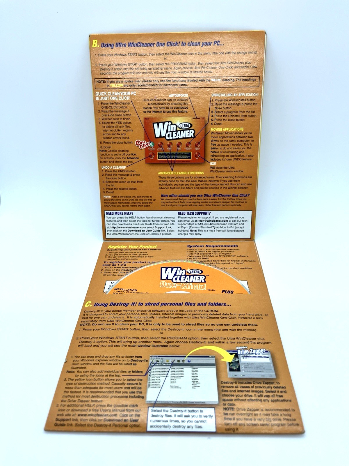 Ultra WinCleaner One-Click Ver 8.x PC Utility Software CD Windows XP 98 95 +
