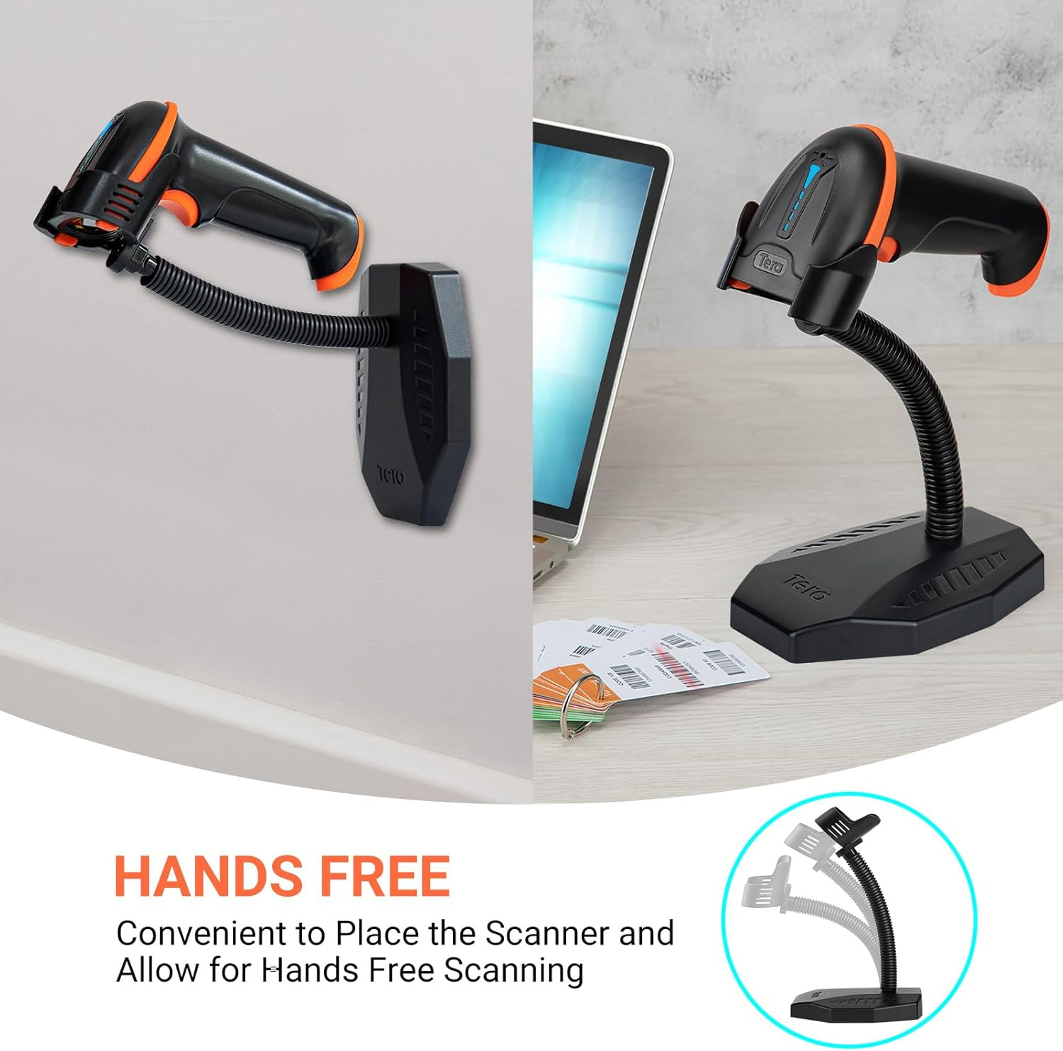 Universal Barcode Scanner Stand Adjustable Wall Mount Holder Non Slip Base Black