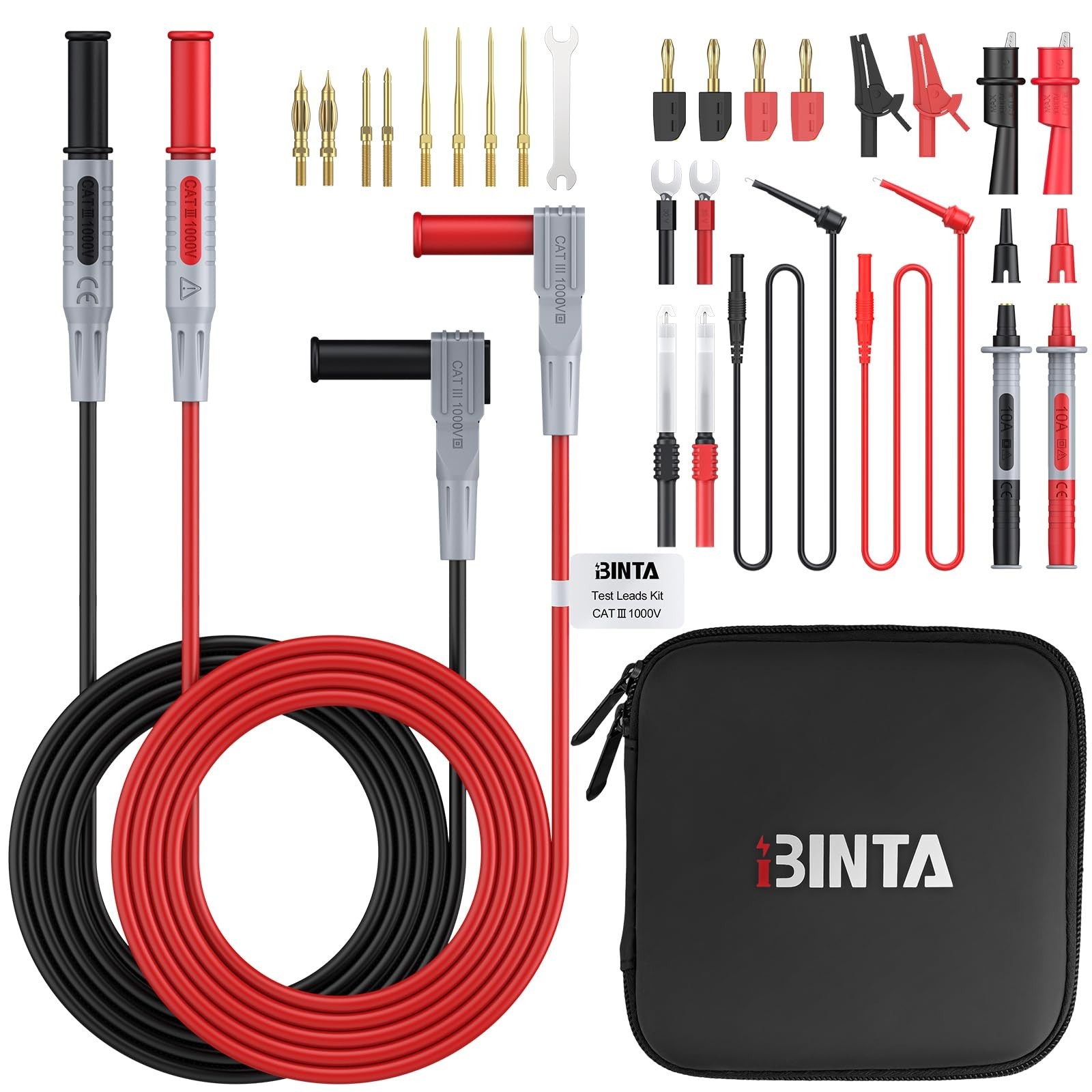 28PCS Silicone Multimeter Leads Kit - Replaceable Probes, Alligator Clips & Stor