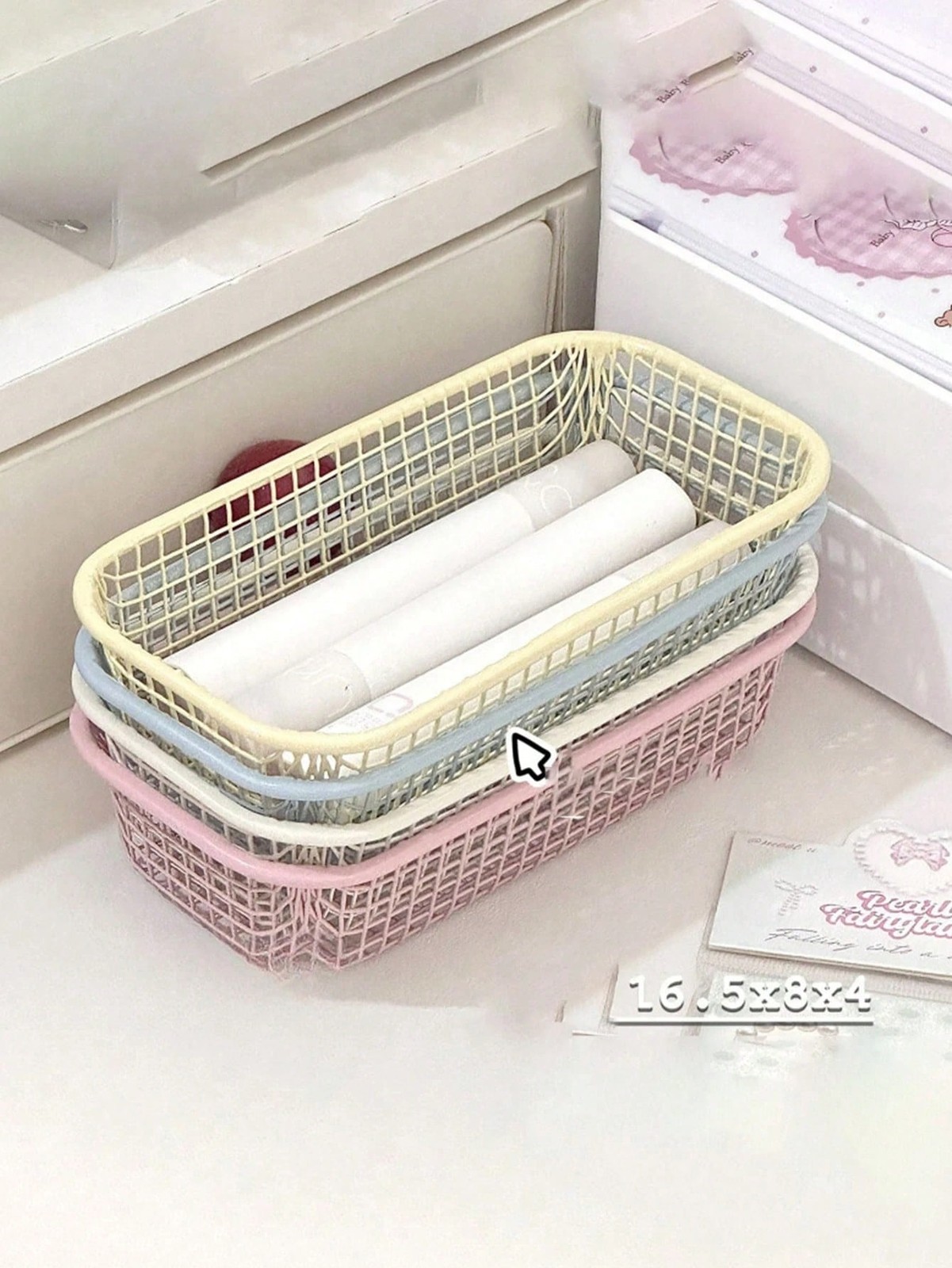 Storage Baskets, Smooth Edge Reinforced Metal Wire Mesh Organizer